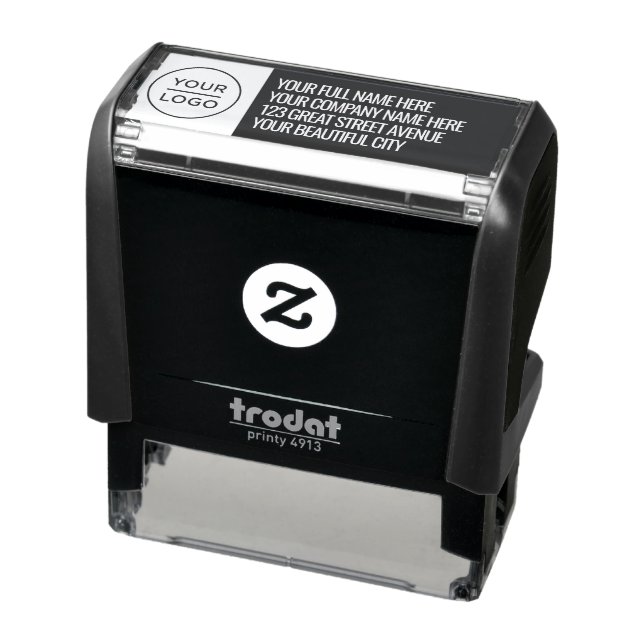 Personalisiertes Logo, Name Schwarze Rücksendeadre Permastempel (Produkt)