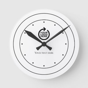 Personalisiertes Logo Schwarz-weiß Runde Wanduhr
