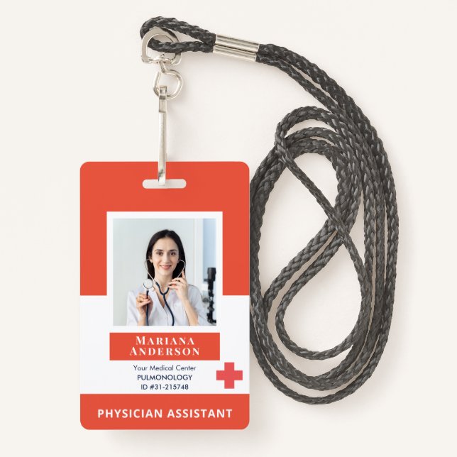 Personalisiertes Logo und Foto für Mitarbeiter im  Ausweis (Vorderseite mit Schlüsselband)
