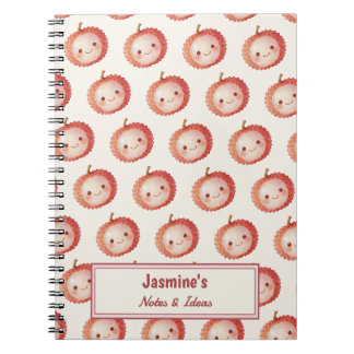 Personalisiertes Lucky You Litschi-Muster Aquarell Notizblock