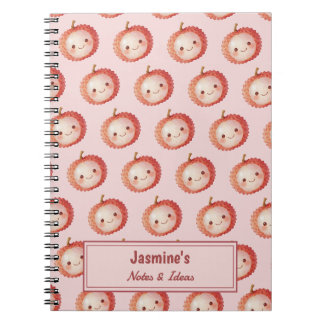 Personalisiertes Lucky You Litschi-Muster Aquarell Notizblock