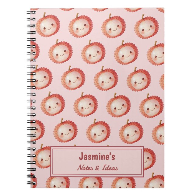 Personalisiertes Lucky You Litschi-Muster Aquarell Notizblock (Vorderseite)