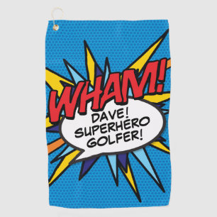 Personalisiertes lustiges Comic-Book-WHAM Golfhandtuch