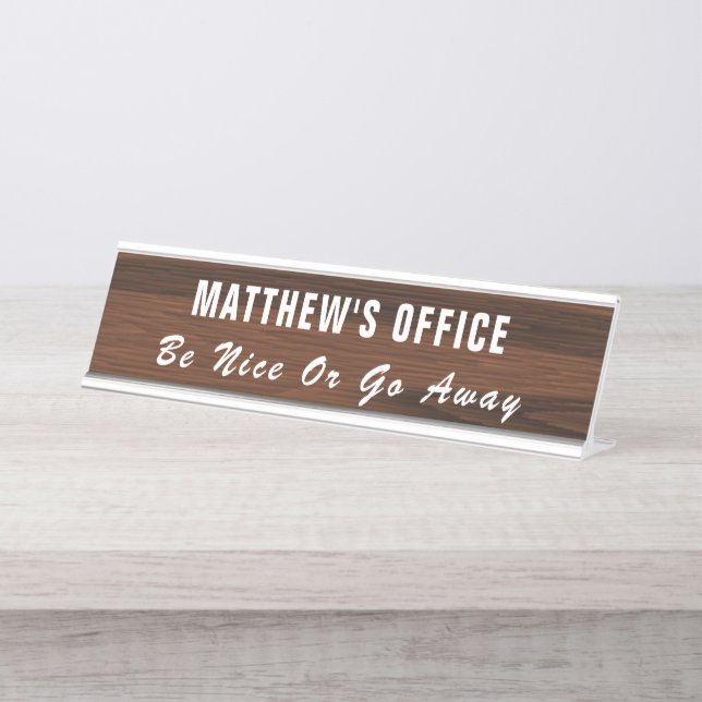 Personalisiertes, lustiges Office-Zeichen Schreibtischnamensplakette (Vorderseite )