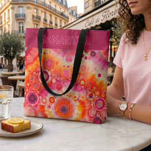 Personalisiertes lustiges orange-rosafarbenes Bati Tasche
