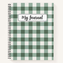 Personalisiertes Luxus-Salbei-Grüner Gingham-Notiz Notizbuch