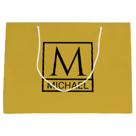 Personalisiertes M Gold Geschenktasche mit Anfangs Große Geschenktüte