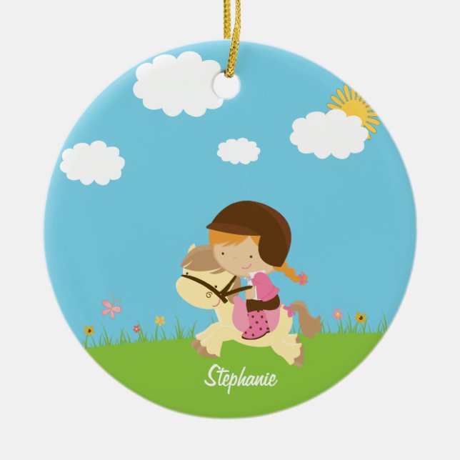 Personalisiertes Mädchen, das eine Keramikornament (Vorne)