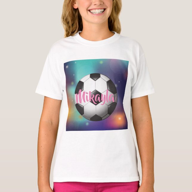Personalisiertes Mädchen-Fußball-T-Shirt T-Shirt (Vorderseite)
