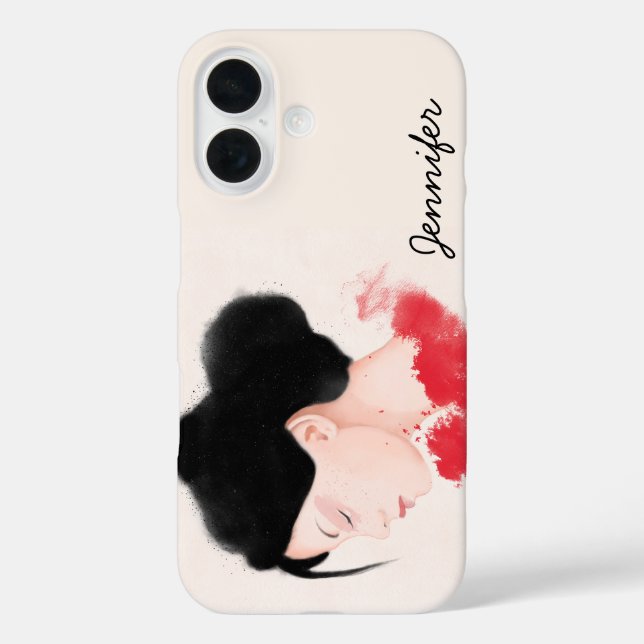 Personalisiertes Mädchen in Rot iPhone 16 Hülle (Rückseite)