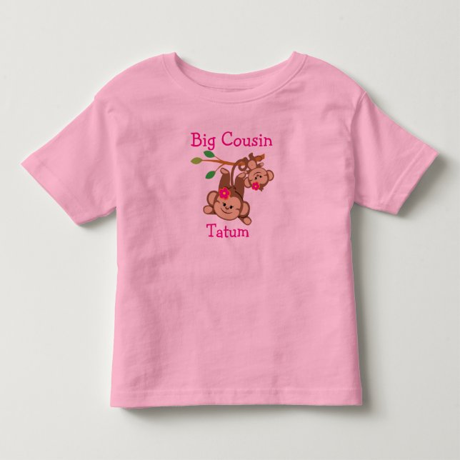 Personalisiertes Mädchen Monkeys großen Cousin Kleinkind T-shirt (Vorderseite)