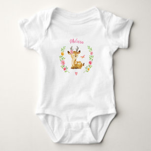 Personalisiertes Mädchenhirsch-Wald-Babyshower-Ges Baby Strampler