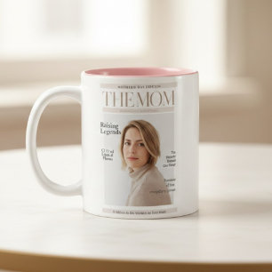 Personalisiertes Magazin-Cover Mama – Eigenes Foto Zweifarbige Tasse