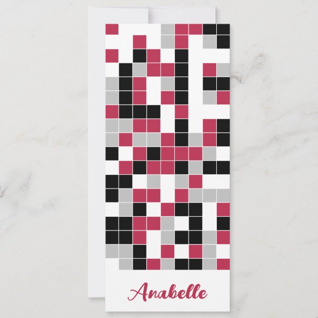 Personalisiertes Magenta-Lesezeichen mit roter Geo (Vorderseite)