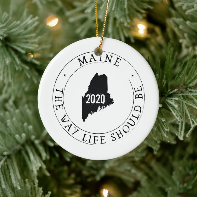 Personalisiertes Maine-Dekor Keramik Ornament (Baum)