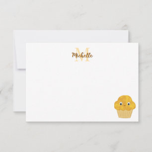 Personalisiertes Mais-Muffin süße Zeichnung Monogr Mitteilungskarte