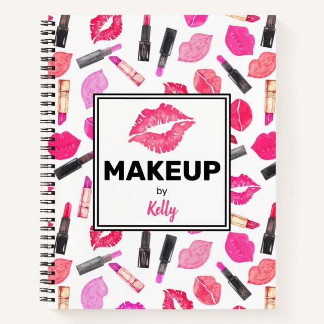Personalisiertes Makeup Artist Wasserfarben Makeup Notizbuch (Vorderseite)