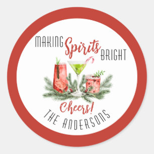 Personalisiertes Making Spirits Bright Festives We Runder Aufkleber