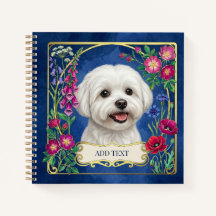 Personalisiertes Malteser-Hund Blaues Notizbuch