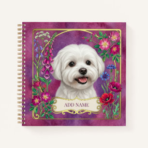 Personalisiertes Malteser-Hund Rosa Notizbuch