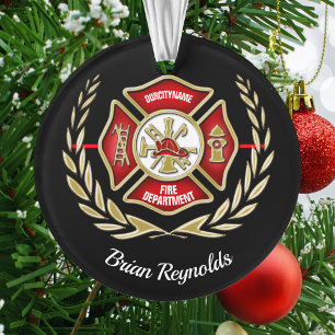 Personalisiertes Malteserkreuz-Feuerwehrmann Ornament