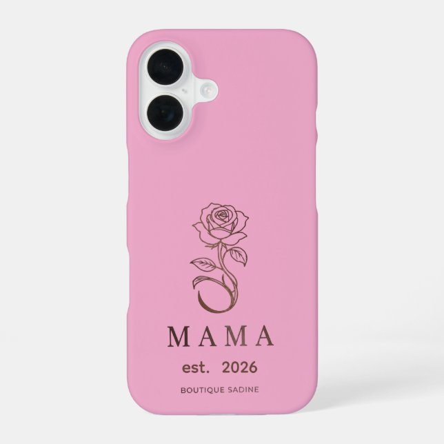 Personalisiertes MAMA Rose Blush iPhone 16 Case Hülle (Rückseite)