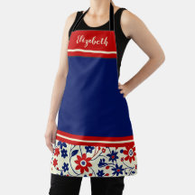 Personalisiertes Mama Rot Weiß Blau Floral
