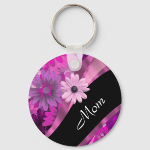 Personalisiertes Mammarosa mit Blumen Schlüsselanhänger