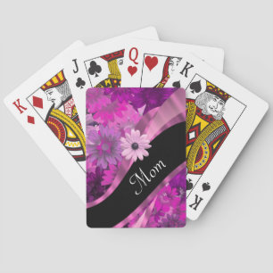 Personalisiertes Mammarosa mit Blumen Spielkarten