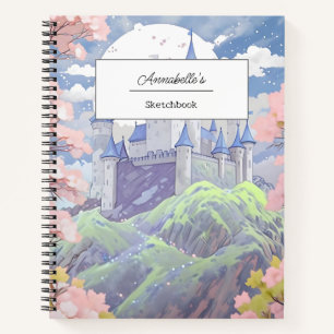 Personalisiertes Märchenschloss Pastell-Wasserfarb Notizbuch