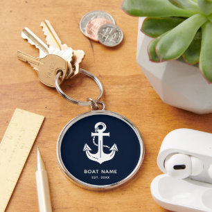 Personalisiertes Marineanker-Bootsouvenir Schlüsselanhänger