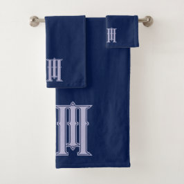 Personalisiertes Marineblau Badhandtuch Set