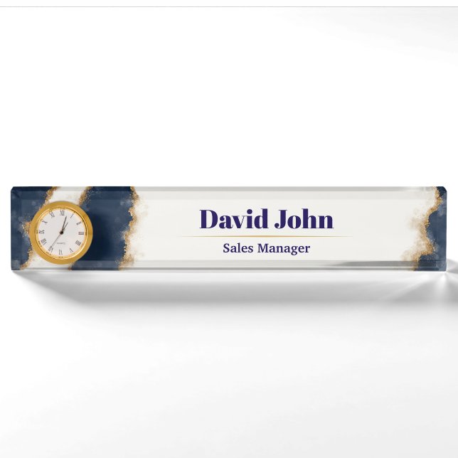 Personalisiertes Marineblau und Goldmedaille Namensplakette (Vorderseite)