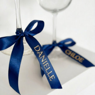 Personalisiertes marineblaues Band mit goldenem Na Satinband