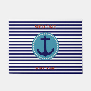 Personalisiertes maritimes blaues Willkommens-Boot Fußmatte