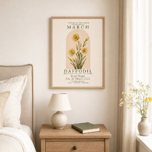 Personalisiertes März-Geburtsblumenposter Poster