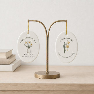 Personalisiertes März-Osterglocken-Geburtsblumen-O Keramik Ornament