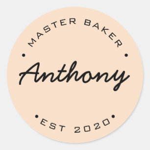 Personalisiertes Master Baker Jahr Runder Aufkleber