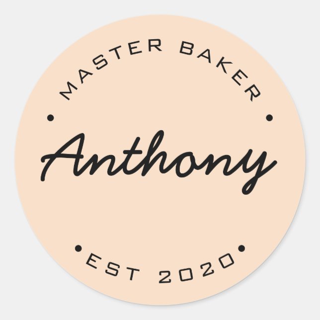Personalisiertes Master Baker Jahr Runder Aufkleber (Vorderseite)