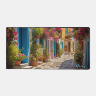 Personalisiertes Mediterranean Island Street Desk Schreibtischunterlage