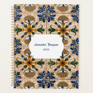 Personalisiertes mediterranes Vintages Blumenmuste Planer