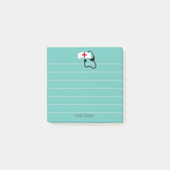 Personalisiertes medizinisches Stethoskop mit Lini Post-it Klebezettel (Vorderseite)