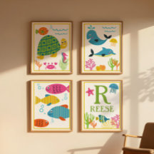 Personalisiertes Meer Kreaturen Kinder Kunst druck