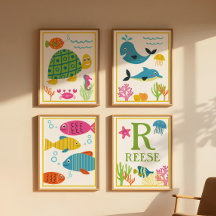 Personalisiertes Meer Kreaturen Kinder Kunst druck