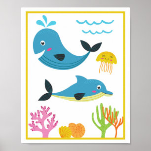 Personalisiertes Meer Kreaturen Kinder Kunst druck Poster