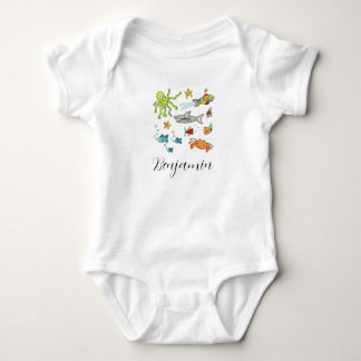 Personalisiertes Meer Leben Marine Unter dem Meer Baby Strampler