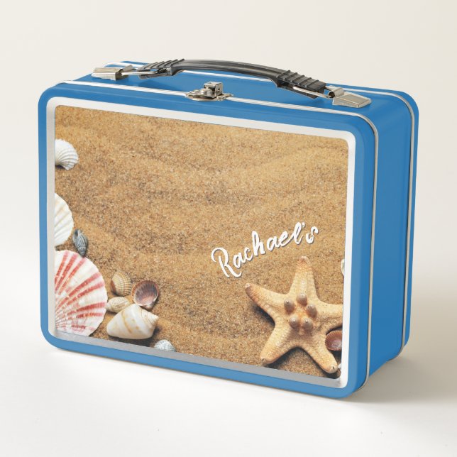 PERSONALISIERTES MEER UND SAND METALL BROTDOSE (Vorderseite)