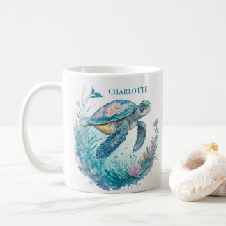 Personalisiertes Meeresschildkrötentier Kaffeetasse