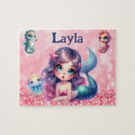 Personalisiertes Meerjungfrau-Kinder-Namen-Puzzle