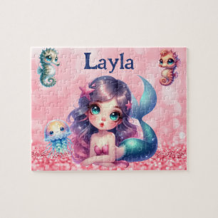 Personalisiertes Meerjungfrau-Kinder-Namen-Puzzle